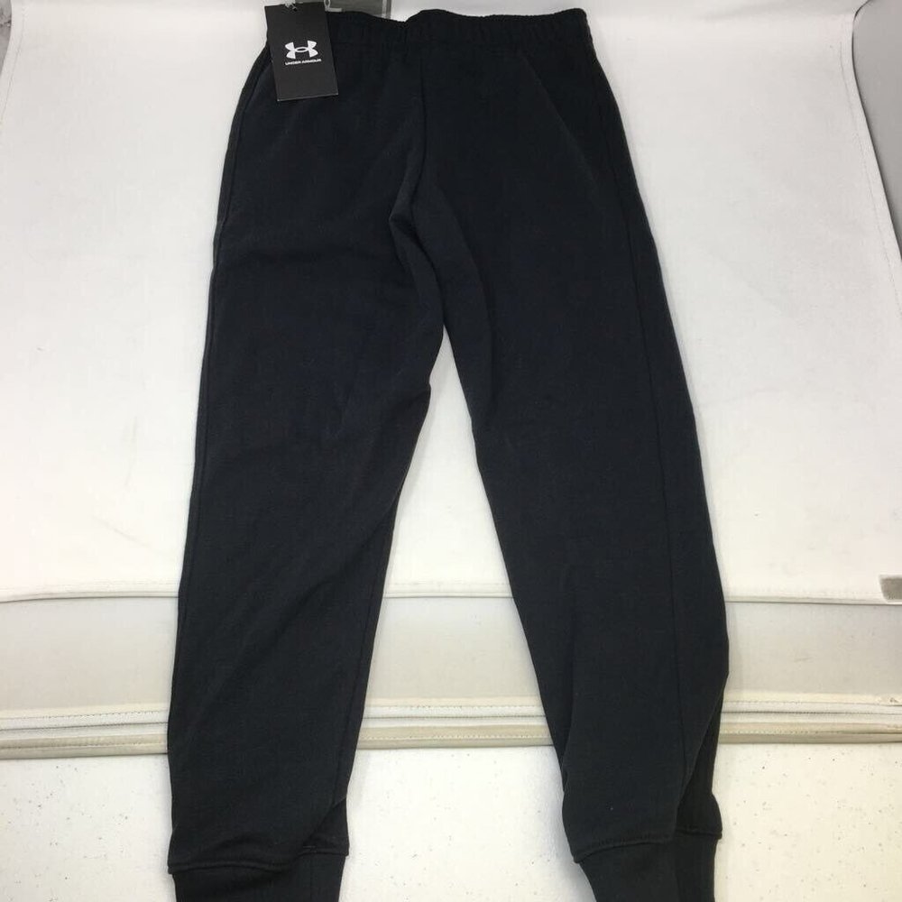 Under Armour Boys Rival Fleece Jogger Pants Black Drawstring Waist Pockets S New - Picture 3 of 7